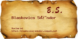 Blaskovics Sándor névjegykártya